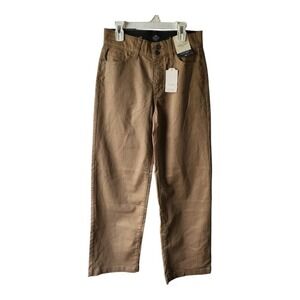 St Johns Bay Women's Wide Leg High Rise Denim Dark Tan Jeans Size 2 New